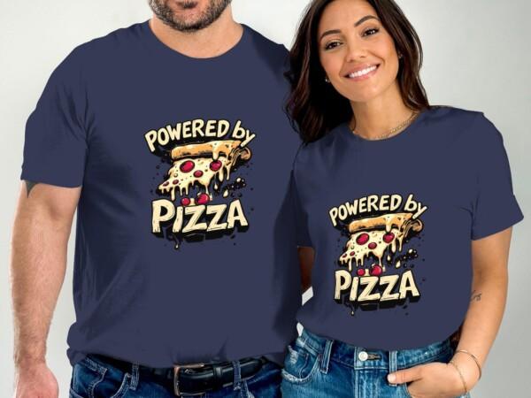 Powered by Pizza Graphic T-Shirt, Funny Foodie Shirt, Pizza Lover Gift, Trendy Casual Tee, Cool Graphic Tee, Unisex T-Shirt, Pizza Shirt - Image 2