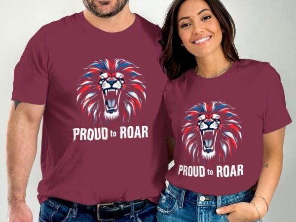 Lion Graphic T-Shirt, Roaring Lion Tee, Stunning Lion Design Shirt, Patriotic Lion Art, Eye-Catching Lion Print T-Shirt - Image 3