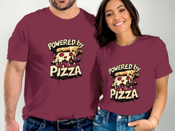 Powered by Pizza Graphic T-Shirt, Funny Foodie Shirt, Pizza Lover Gift, Trendy Casual Tee, Cool Graphic Tee, Unisex T-Shirt, Pizza Shirt - Image 3