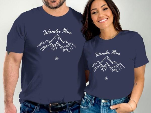 Wander More T-Shirt, Mountain Adventure Tee, Compass Graphic Shirt, Outdoor Hiking Apparel, Nature Lover Gift, Unisex Casual Wear - Image 2