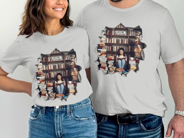 Book Lover Shirt, Bookworm Tee, Just a Girl Who Loves Books, Reader Gift, Novel Lover, Bookish Apparel, Unique Library Shirt - Image 7