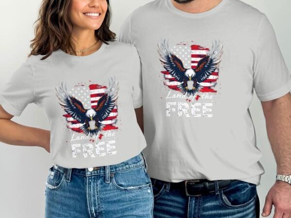 Patriotic Eagle T-Shirt, American Flag Design, Land of the Free Graphic Tee, USA Freedom Shirt, Fourth of July Outfit, Independence Day Top - Image 7