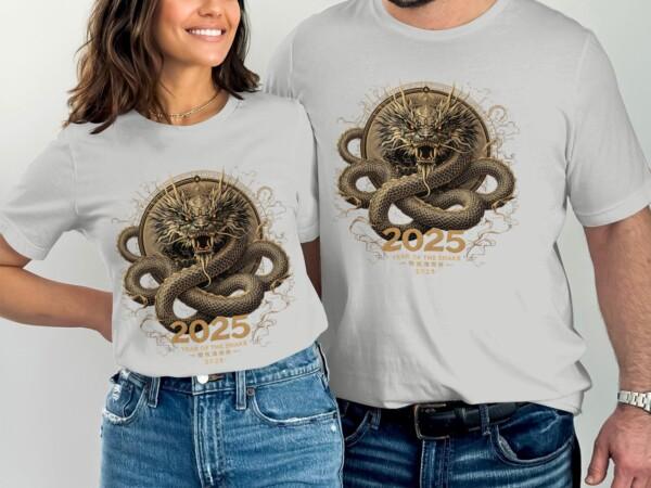 Year of the Snake 2025 T-Shirt, Chinese Zodiac Dragon Design Tee, Unique Anime Style Shirt, Japanese Mythical Creature Top - Image 7