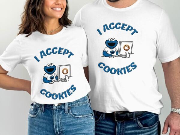 I Accept Cookies T-Shirt, Funny Graphic Tee for Cookie Lovers, Cute Cookie Monster Shirt, Humorous Geek Gift, Fun Casual Wear - Image 8