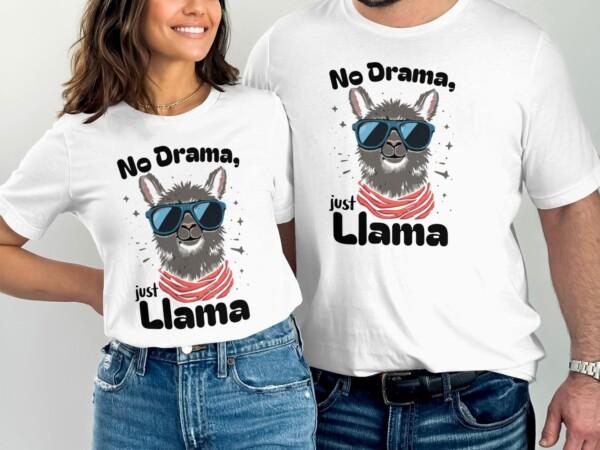 Funny Llama T-Shirt, No Drama Just Llama Graphic Tee, Cute Llama Gift, Humor T-Shirt, Llama Lover Shirt, Cool Sunglasses Llama Tshirt - Image 8