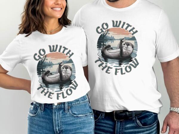 Otter T-Shirt, Go with the Flow Shirt, Cute Otter Tee, Animal Lovers Gift, Nature Inspired Clothing, Wildlife Graphic Tee, Relaxed Fit Top - Image 8