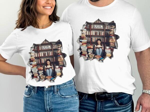 Book Lover Shirt, Bookworm Tee, Just a Girl Who Loves Books, Reader Gift, Novel Lover, Bookish Apparel, Unique Library Shirt - Image 8