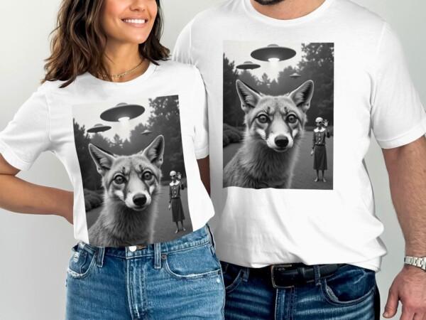 Unique Alien UFO Fox Graphic Tee, Sci-Fi Fantasy T-Shirt for Men Women, Extraterrestrial UFO Apparel, Eye-Catching Tee Shirt - Image 8