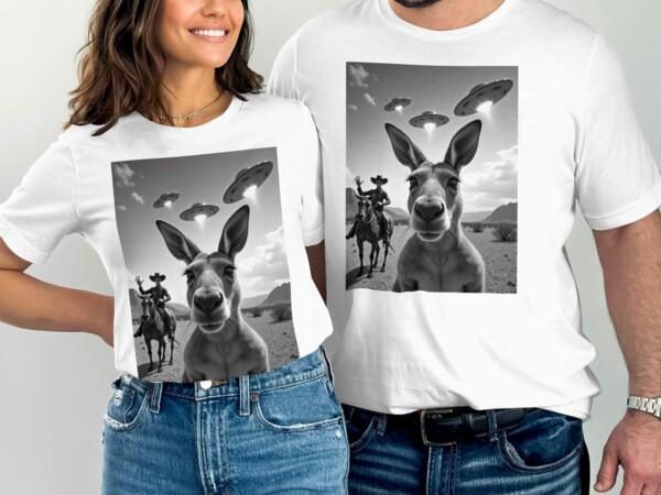 Funny Alien Abduction Kangaroo T-Shirt, Cowboy UFO Encounter Tee, Quirky Graphic Tee, Unique Cool T-Shirts, Comfy Casual Wear - Image 8