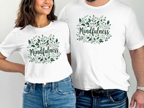 Mindfulness Inspired Leafy Design Graphic T-Shirts - Image 8