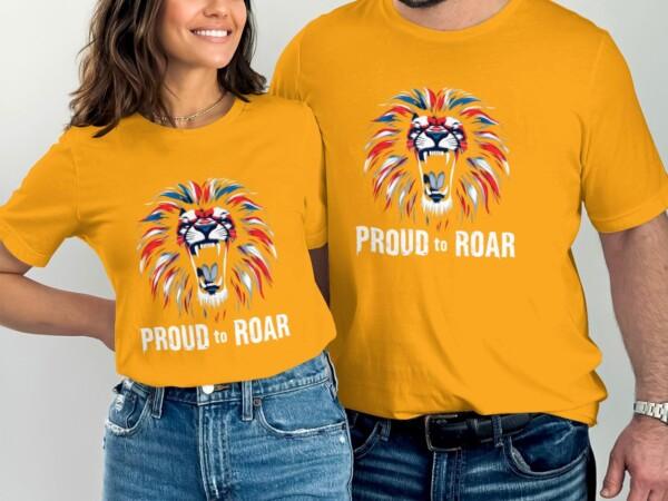 Lion Graphic T-Shirt, Roaring Lion Tee, Stunning Lion Design Shirt, Patriotic Lion Art, Eye-Catching Lion Print T-Shirt - Image 6