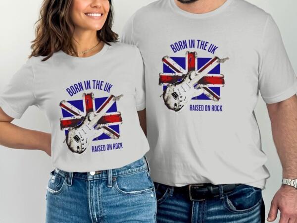 Vintage Guitar British Flag T-Shirt, Music Lover Rock Band Tee, Retro Style Graphic T-Shirt, Gift for Musicians, Guitarist Shirt - Image 9