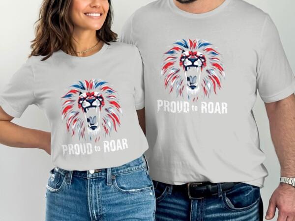 Lion Graphic T-Shirt, Roaring Lion Tee, Stunning Lion Design Shirt, Patriotic Lion Art, Eye-Catching Lion Print T-Shirt - Image 7
