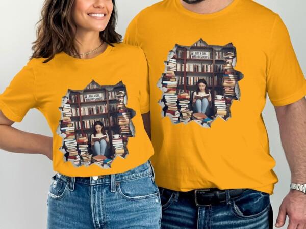 Book Lover Shirt, Bookworm Tee, Just a Girl Who Loves Books, Reader Gift, Novel Lover, Bookish Apparel, Unique Library Shirt - Image 6