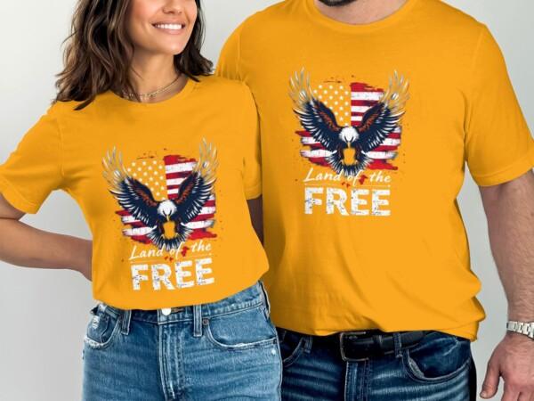 Patriotic Eagle T-Shirt, American Flag Design, Land of the Free Graphic Tee, USA Freedom Shirt, Fourth of July Outfit, Independence Day Top - Image 6