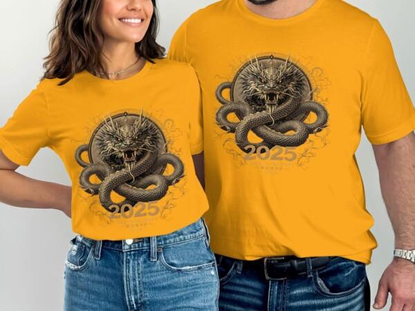 Year of the Snake 2025 T-Shirt, Chinese Zodiac Dragon Design Tee, Unique Anime Style Shirt, Japanese Mythical Creature Top - Image 6