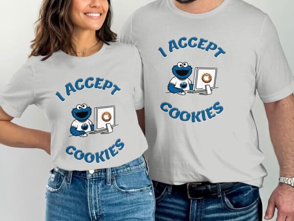 I Accept Cookies T-Shirt, Funny Graphic Tee for Cookie Lovers, Cute Cookie Monster Shirt, Humorous Geek Gift, Fun Casual Wear - Image 7
