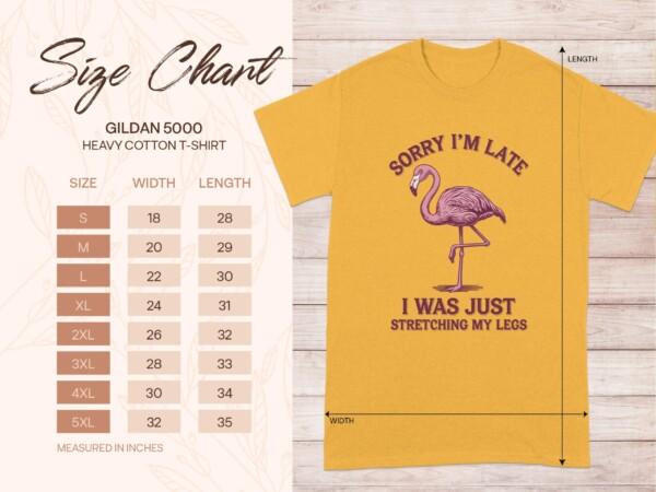 Funny Flamingo Shirt, Sorry I'm Late T Shirt, Stretching My Legs Tee, Cute Animal Graphic Shirt, Humorous Casual Wear - Image 10