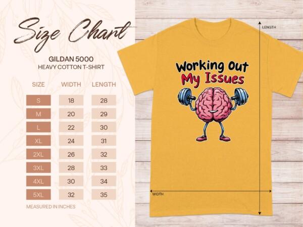 Funny Workout Gym Illustration, Working Out My Issues T-Shirt, Unique Fitness Gift, Brain Lifting Weights Tee, Quirky Gym Apparel - Image 9
