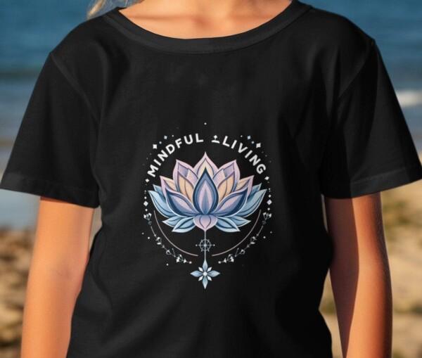 Mindful Living Lotus Design Motivational T-Shirts