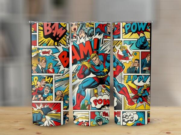 Superhero Comic Book Design, Eco-Friendly Reusable Tumbler - Image 2