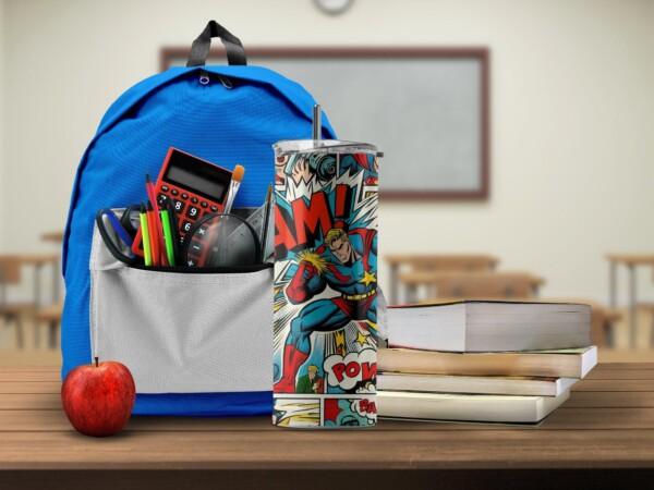 Superhero Comic Book Design, Eco-Friendly Reusable Tumbler - Image 3