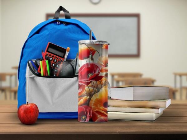 Poppy Flower Tumbler, Eco-Friendly Reusable Tumbler - Image 3