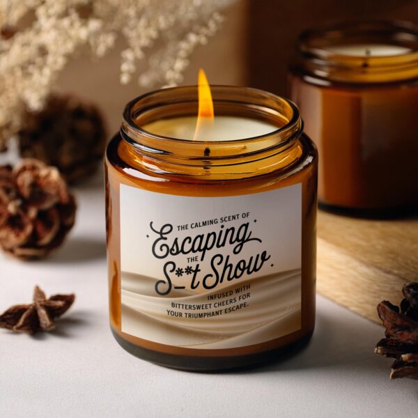 The Calming Scent of Escaping the S**t Show, Amber Jar Scented Candles, 2 Sizes - Image 5