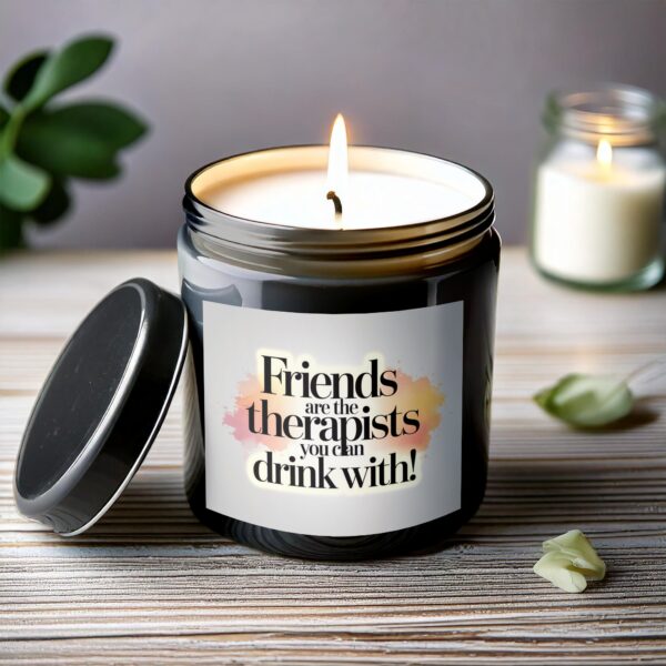 Scented Candles Gift for Friend, Friends are the Therapists You Can Drink With Design, Funny Friendship Candle Gift - Image 6