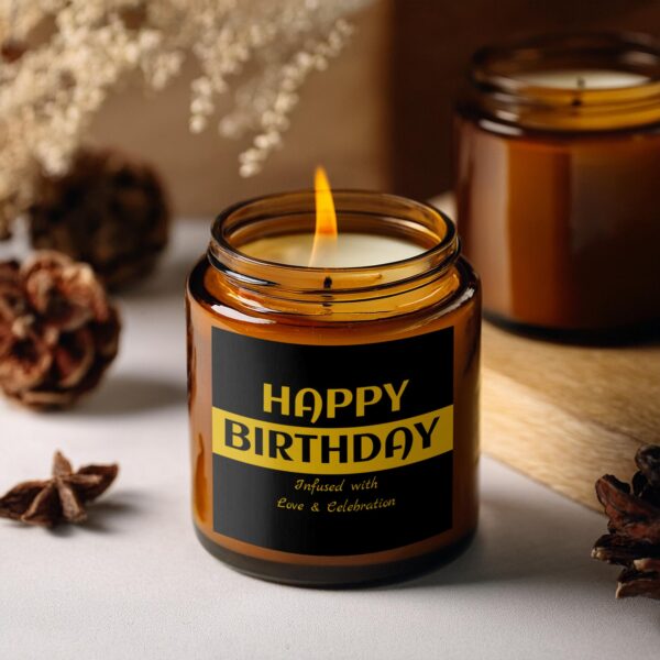 Luxurious Happy Birthday Infused, Amber Jar Scented Candles, 2 Sizes - Image 2