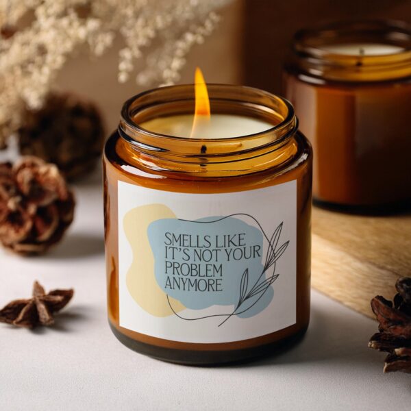 Smells Like It's Not Your Problem Anymore, Amber Jar Scented Candles, 2 Sizes - Image 5