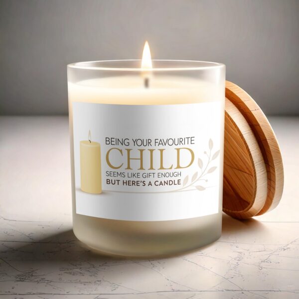 Being Your Favorite Child Funny Frosted Glass Scented Candle - Image 3