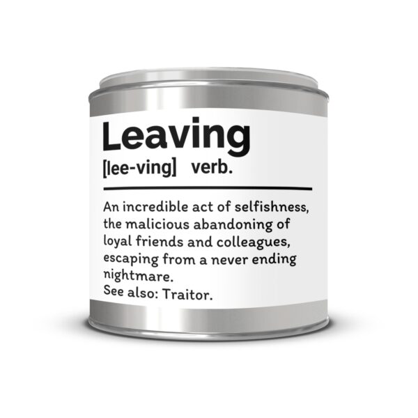 Leaving Definition, Funny Leaving Gift, Paint Can Scented Candles, 2 Sizes - Image 2