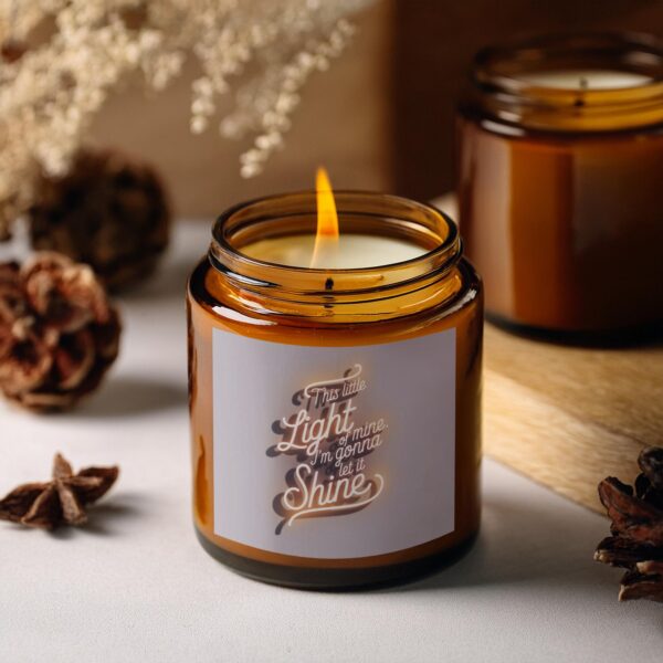 This Little Light of Mine I'm Gonna Let It Shine, Amber Jar Scented Candles, 2 Sizes - Image 2
