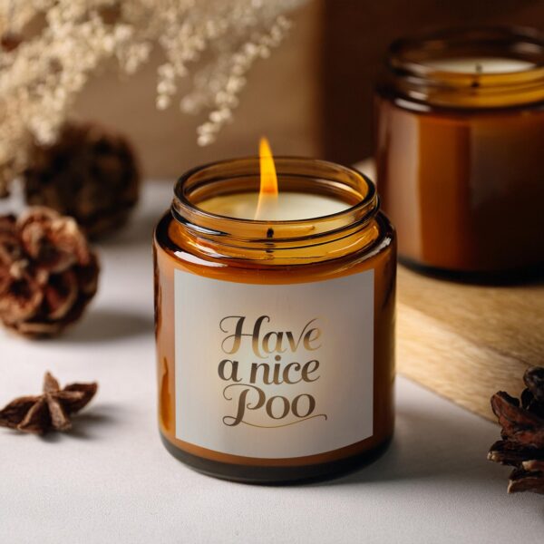 Enjoy Your Space with Have a Nice Poo, Amber Jar Scented Candles, 2 Sizes - Image 2