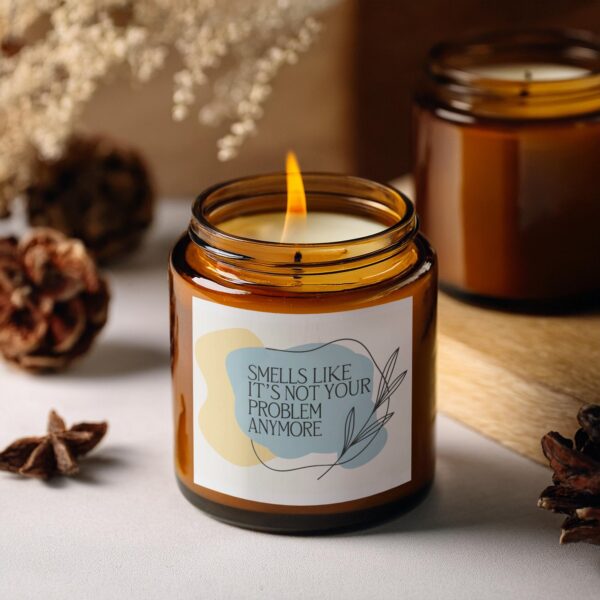 Smells Like It's Not Your Problem Anymore, Amber Jar Scented Candles, 2 Sizes - Image 2