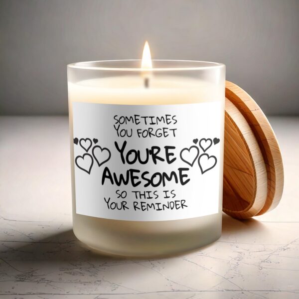 Unique Design, You're Awesome, Frosted Glass Scented Candle - Image 3