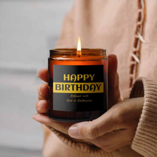 Luxurious Happy Birthday Infused, Amber Jar Scented Candles, 2 Sizes - Image 3