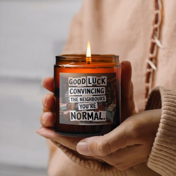 Good Luck Convincing The Neighbors You're Normal, Amber Jar Scented Candles, 2 Sizes - Image 3