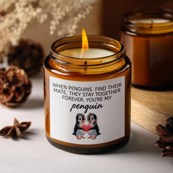 Penguins Stay Together Forever, Amber Jar Scented Candles, 2 Sizes - Image 5