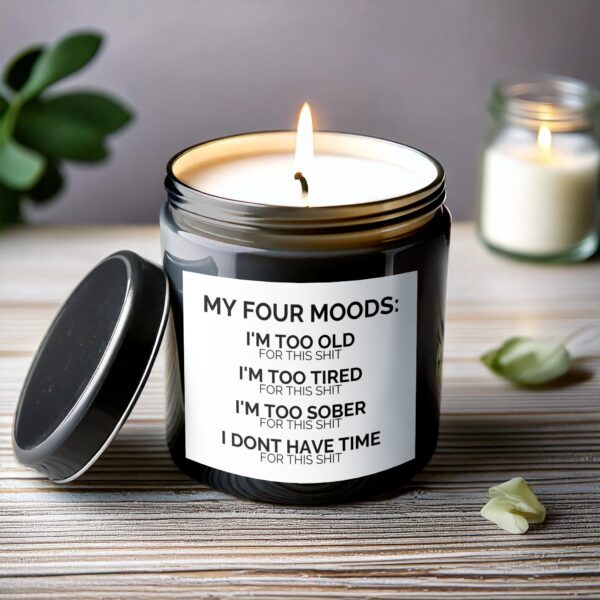 Funny Scented Candle, Four Moods Candle, I'm Too Old, I'm Too Tired, I'm Too Sober, Unique Gift Idea - Image 6