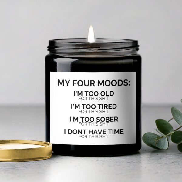 Funny Scented Candle, Four Moods Candle, I'm Too Old, I'm Too Tired, I'm Too Sober, Unique Gift Idea - Image 5