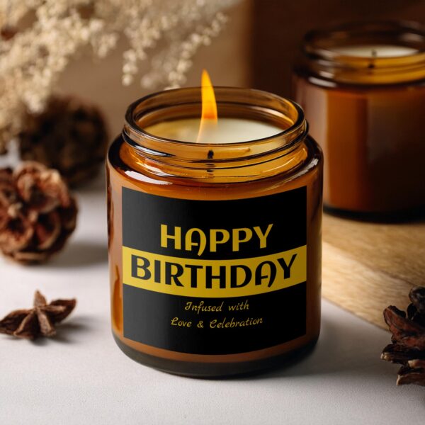 Luxurious Happy Birthday Infused, Amber Jar Scented Candles, 2 Sizes - Image 5