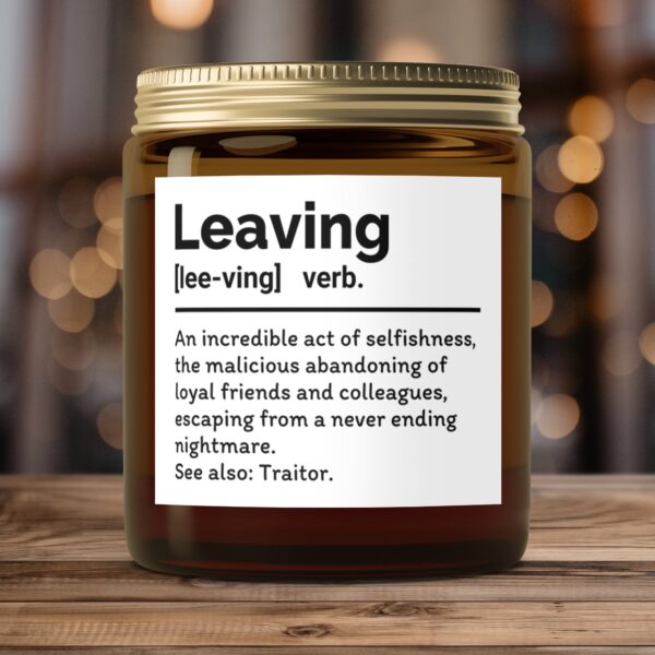 An Act of Selfishness Leaving Definition, Amber Jar Scented Candles, 2 Sizes - Image 4