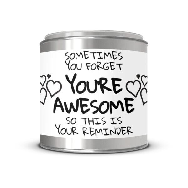 You're Awesome Inspirational Reminder, Paint Can Scented Candles, 2 Sizes - Image 2