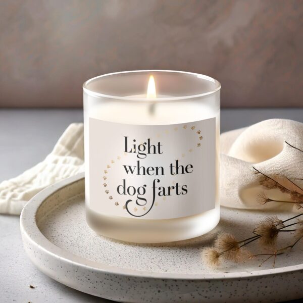 Light When the Dog Farts Frosted Glass Scented Candle - Image 2