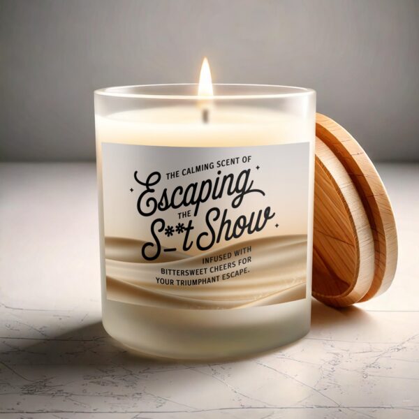 The Calming Scent of Escaping the S**t Show Frosted Glass Scented Candle - Image 3