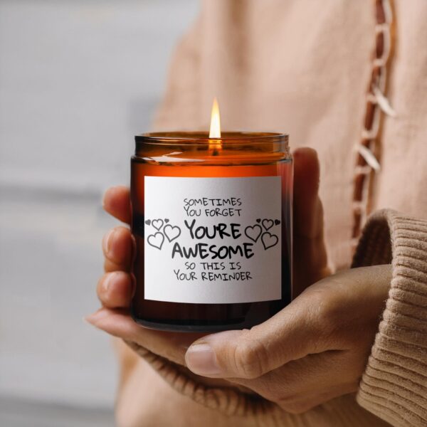 Sometimes You Forget Your Awesome, Amber Jar Scented Candles, 2 Sizes - Image 3