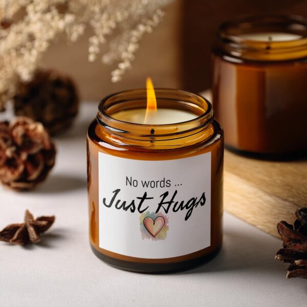 No Words Just Hugs Heart Design, Amber Jar Scented Candles, 2 Sizes - Image 2