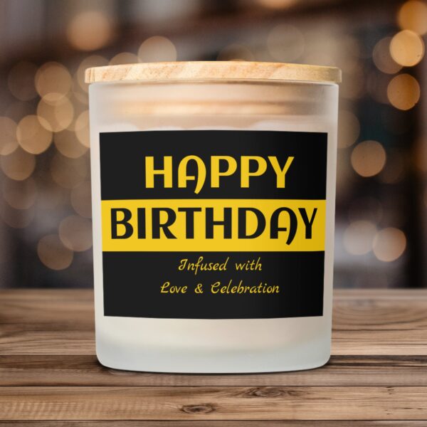 Happy Birthday Infused with Love and Celebration, Frosted Glass Scented Candle